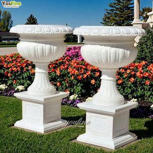 <span class=keywords><strong>Grand</strong></span> vase en marbre <span class=keywords><strong>blanc</strong></span> décoratif fait à la main en gros - Product Image 1