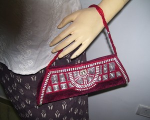 Store Handcrafted Velvet Embroidered Clutch <b>Purse</b> for Women Return Gift Favor up to 1L Capacity Flap Closure - Product Image 5