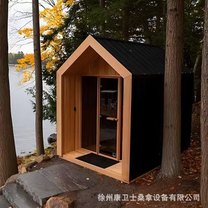 Sauna Exterior de Madera de Cedro Rojo Impermeable con Puerta de Vidrio para Uso Familiar y en Hoteles - Product Image 4