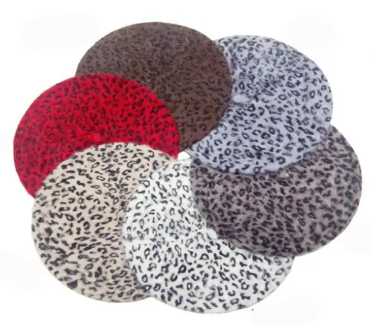 Fashion High Quality Jacquard Leopard Knitted Beret Hats