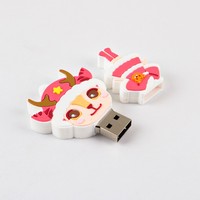 Clé USB 2.0 en PVC souple en forme de cerf de dessin animé, clé USB mignonne, clé USB en forme de personnage, cadeau porte-clés