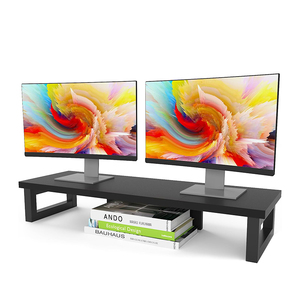 Đa-chức năng Máy tính để bàn lưu trữ giá gỗ + ironwork Màn hình độ cao đứng máy tính điều chỉnh chiều cao Tabletop lưu trữ đơn vị - Product Image 1