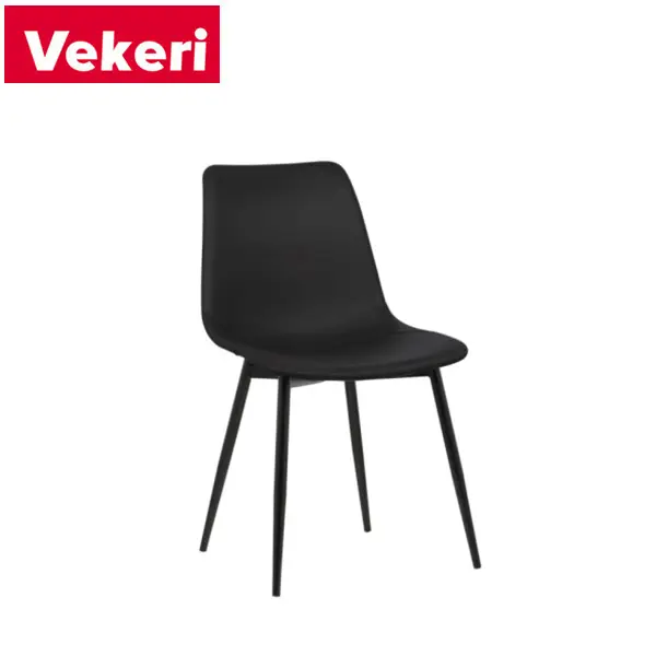 Cadeira de jantar confortável elegante, cadeira de jantar confortável e moderna com base de aço inoxidável preta fosca, cadeira de jantar de couro