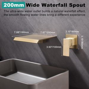 Vòi nước thác nước gắn tường trong vòi chậu rửa gắn tường, vòi hiện đại gắn tường một tay cầm với van lắp đặt được nâng cấp - Product Image 5