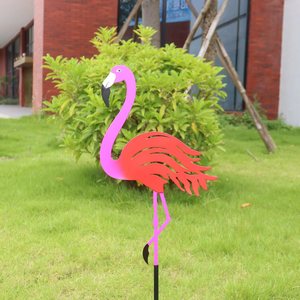 Décoration de jardin en fer forgé, flamant rose, ornement d'oiseau rose pour pelouse, jardin, patio. - Product Image 2