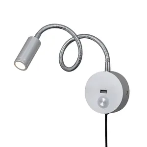 3W Touch dimmbare LED-Buch leuchte mit Stecker kabel LED Wand-Lese lampe für Hotelzimmer USB-Lese lampe