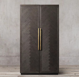 Armoire en bois massif de style rétro américain, armoire à deux portes de style antique français, armoire suspendue pour chambre à coucher, à ouvrir par la porte, armoire personnalisée - Product Image 2