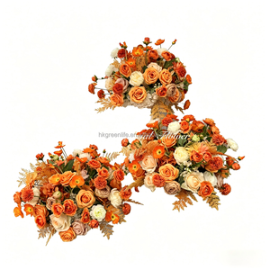 Orange Handmade Bohemian Silk Floral Ball <b>Artificial</b> Centerpiece Wedding Event Table Decoration - Product Image 6