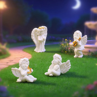 Patung Miniatur Pilar Romawi Cupid, Figur Malaikat Kerub Resin Mini Putih untuk Dekorasi Lanskap Meja Rumah, Kerajinan Tangan