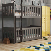 Lit superposé en bois Konrad avec lit de bébé avec rails en bois hauts de tous les côtés Lit en bois de pin massif avec limite de poids maximale