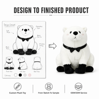 Boneka Beruang Kutub Kustom Langsung dari Pabrik, Berdasarkan Desain OEM ODM, Boneka Karakter Isi Dakron untuk Merek IP Asli