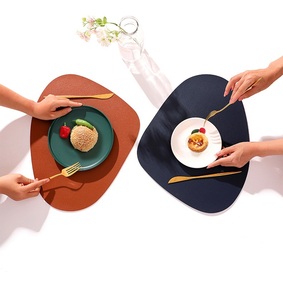 <b>Waterproof</b> Eco-Friendly PU Leather Picnic Table <b>Mat</b> Non-Slip Soft Black Brown Placemat Heat Insulation Washable Home <b>Kitchen</b> - Product Image 1