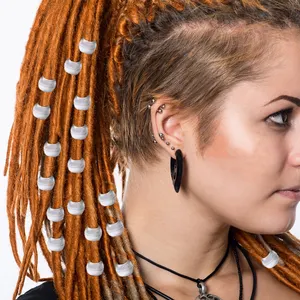 Mode Haarschmuck Zöpfe Perlen Silber Perlen für Pony Haar 12 MM Runde Pony Perlen Kit Bulk Großhandel