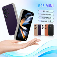 Nuevo Teléfono Inteligente S26 Mini con Sistema Android 15, Pantalla de 4.0 Pulgadas, 5G, 12GB+512GB, Desbloqueo por Reconocimiento Facial, Doble SIM, Portátil