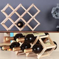 Support de rangement pliable pour bouteilles en bois de pin, présentoir à vin en bois naturel pour la cuisine et le salon, étagère à vin