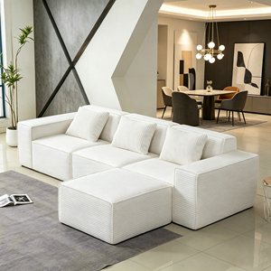 Conjunto Modular de Sofá en Forma de L de Terciopelo a Bajo Precio, Sofá Compacto Moderno para Sala de Estar que Ofrece una Experiencia de Asiento Cómoda y Suave - Product Image 1