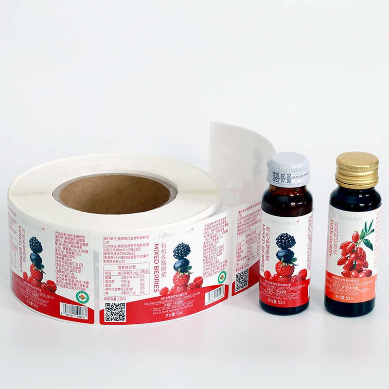 Custom Label Sticker Printing Adhesive Vinyl Food Beverage Packaging for Cosmetic Candy Olive Oil Glass Bottles Sticker Labels