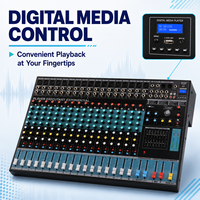 Mezclador de Audio de 16 Canales EMX16-USB, Consola de Sonido Profesional con 99 Efectos DSP, Ecualizador de 7 Bandas, USB, Bluetooth, Alimentación Phantom de 48V para Estudio