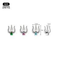 Boucles d'oreilles Trident en alliage de titane F136 Yunnique avec incrustation de zircon, clous de cartilage, bijoux de piercing tendance pour usage quotidien