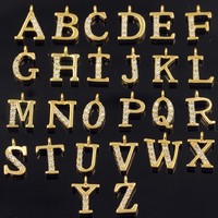 Cuivre plaqué or micro-insert zircon 26 lettres anglaises petit pendentif petit pendentif bricolage boucles d'oreilles bracelet collier accessoires