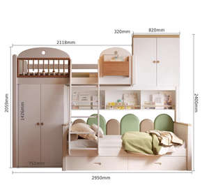 <span class=keywords><strong>Lit</strong></span> enfant multifonctionnel en bois massif de type décalé moderne pour filles, <span class=keywords><strong>lit</strong></span> superposé haut-bas <span class=keywords><strong>combiné</strong></span> - Product Image 5