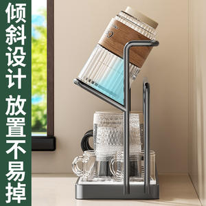 Égouttoir de cuisine double couche avec plateau, séchage rapide, rangement pour tasses à thé et café, bouteilles isothermes, taille L - Product Image 4