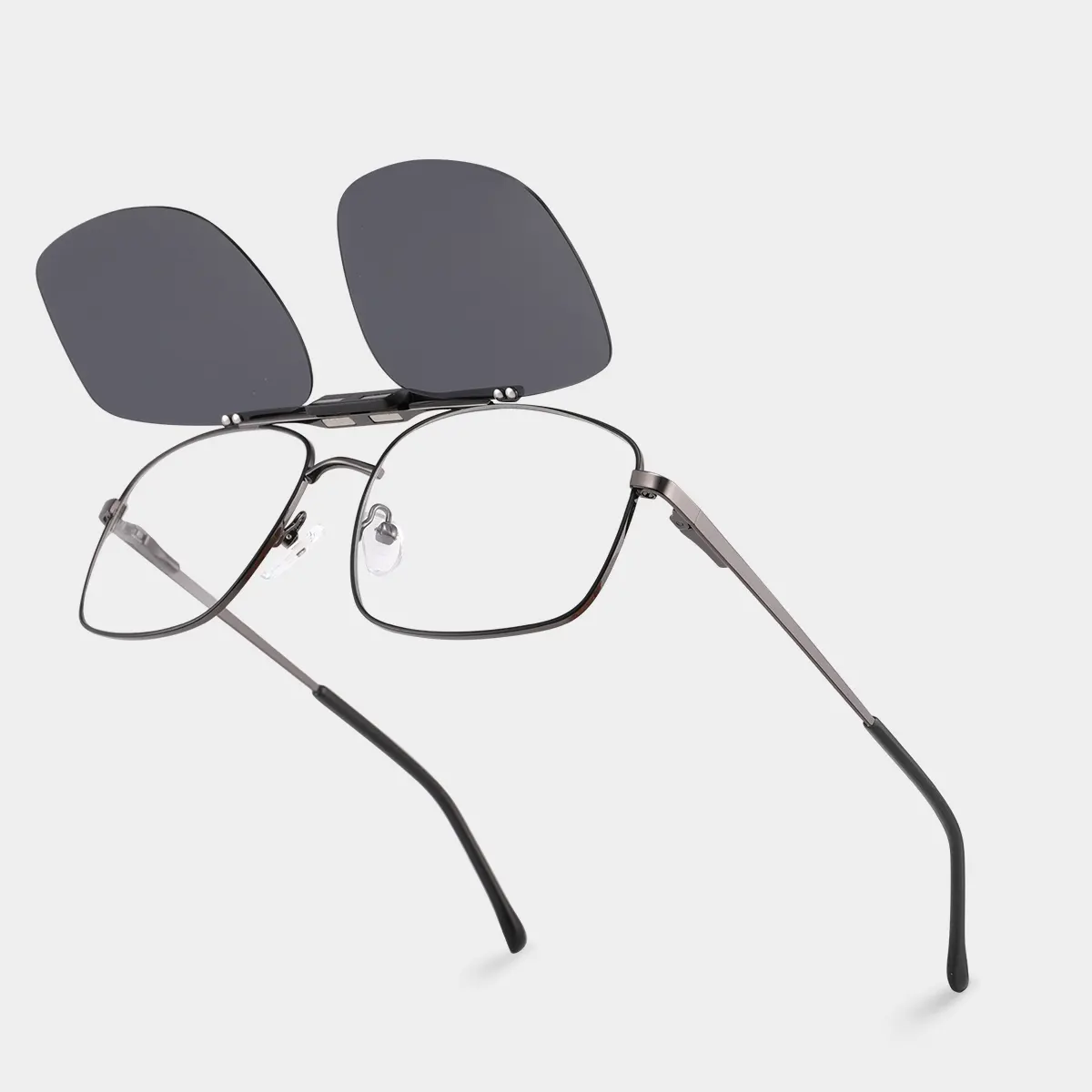 Brand Design Square Men Glasses Frame With Magnet Sunglasses Clip UV400 Double Custom Optical Eyeglasses Frames Factory Direct