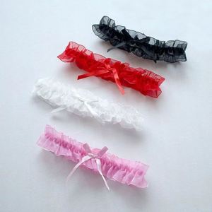 En gros, Accessoires de mariée en polyester avec ruban de dentelle à bord festonné style princesse : Jarretière, Collier de jambe, Collier de cou, Cache-jambe - Product Image 1