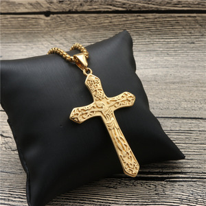 Gold <b>Cross</b> Pendant Necklace Geometric Design For Men Women Gift Jewelry - Product Image 2