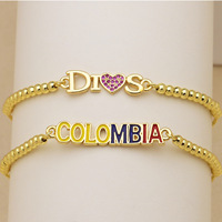 Colgante de esmalte con bandera de Colombia y Venezuela al por mayor, chapado en oro de 18 quilates, con mapa de país, conector de latón para pulseras DIY y joyería.