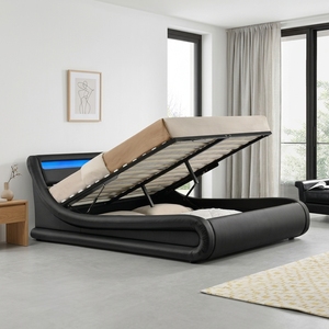 Cadre de lit ottoman king size Willsoon en cuir PU souple avec éclairage LED pour <span class=keywords><strong>chambre</strong></span> à coucher - Product Image 2