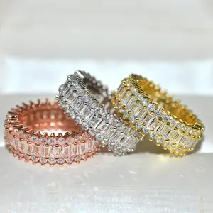 精致珠宝戒指KYRA0784闪亮锆石永恒戒指，适合女性，有三种颜色可供选择