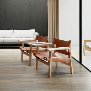 Sedia Spagnola in Legno Massello Stile Scandinavo Sedia da Relax Nordica Arredamento per Soggiorno Poltrona da Salotto - Product Image 2