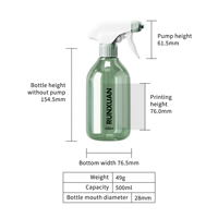 Flacon pulvérisateur de liquide pour lavage de vaisselle personnalisé de 500ml avec déclencheur en plastique PET 300ml Contenants de solutions de nettoyage transparents Flacon pulvérisateur
