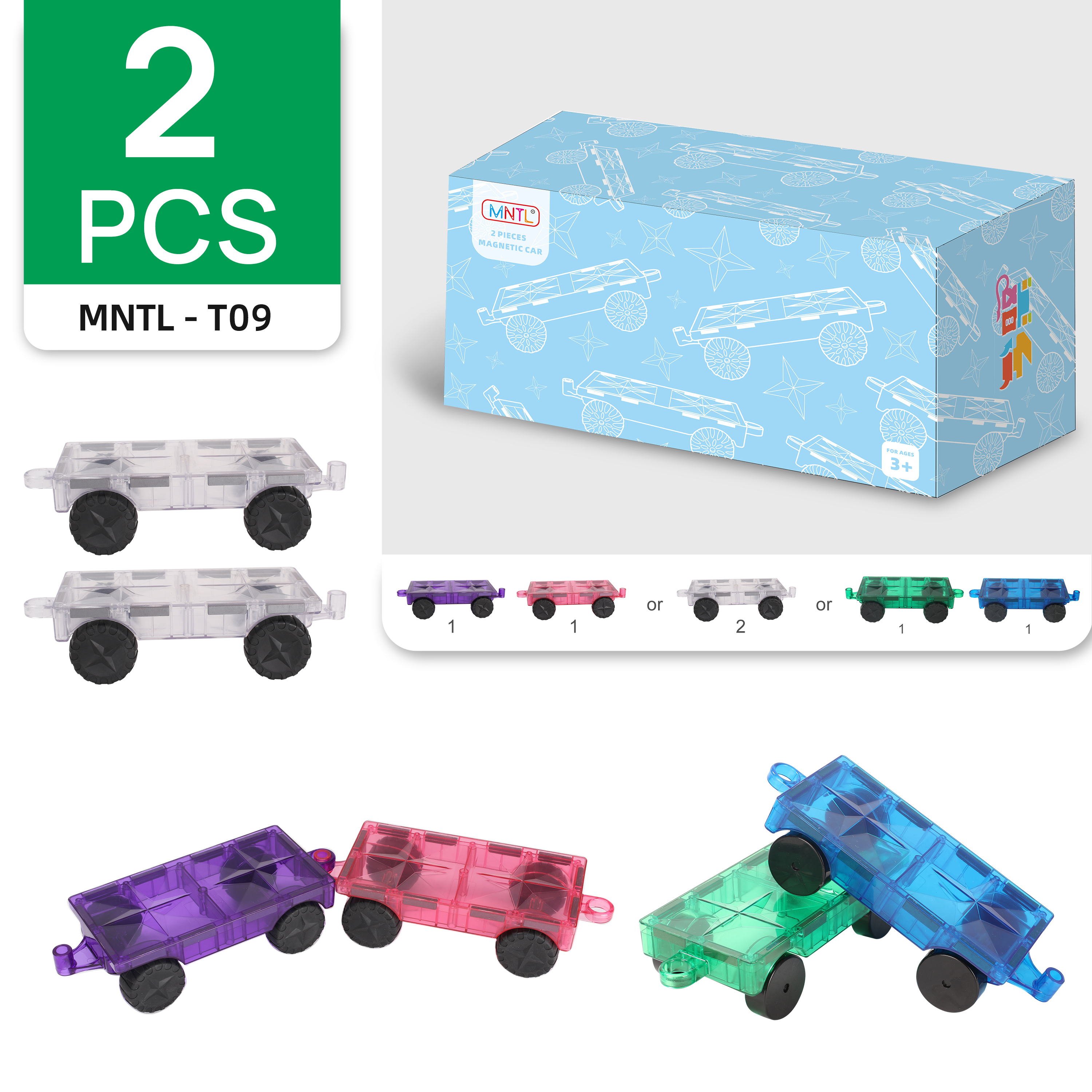 2 pz piastrelle magnetiche auto per bambini