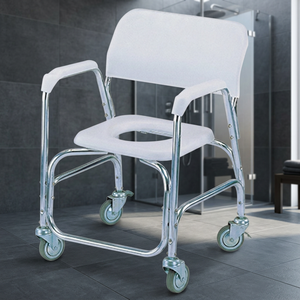 Chaise de douche et de toilette de luxe en aluminium durable avec roulettes pivotantes pour la rééducation et la thérapie, siège de 18 pouces - Product Image 3