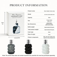 Lampe aromatique catalytique en verre à bulles 350 ml, diffuseur de parfum d'intérieur, mèche, capuchon métallique, couverture 80 m, emballage personnalisé avec logo