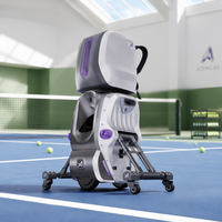 Robot d'entraînement de tennis intelligent à suivi visuel, vendu directement par l'usine, avec grand panier à balles (120 balles) pour machine à balles de tennis IA