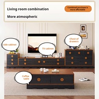 Meuble TV et table basse de style vintage français, armoire de rangement, design du milieu du siècle, bois massif, respectueux de l'environnement, convient aux téléviseurs de 55 à 59 pouces