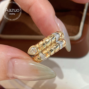 แหวนงูทองคำแท้ 18K ประดับเพชร Aazuo Lab Grown Diamonds สไตล์วินเทจ สำหรับผู้หญิง หรูหรา เหมาะสำหรับงานเลี้ยง ของขวัญแทนใจระดับไฮเอนด์ - Product Image 1