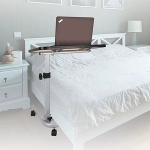 Factory Height Adjustable Medical Overbed Table Aluminum Hospital Storage Bedside Table with Casters - Product Image 3