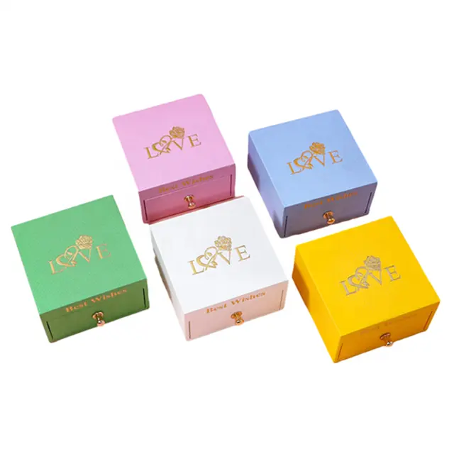 Papel especial de moda y minimalista con caja de regalo de embalaje de joyería de estilo de cajón colorido