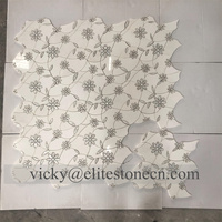 Mosaïque en marbre blanc super blanc de conception moderne, coquille de perle, jet d'eau, pour mur intérieur, pour hôtels, conception graphique incluse