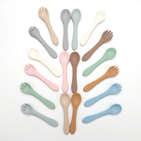 Ensemble de couverts pour bébé Kingkam sans BPA, en silicone souple de qualité alimentaire, à débit variable, anti-fuite, cuillère et fourchette pour enfants de 0 à 4 ans
