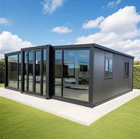 Maison conteneur de luxe extensible, maison modulaire préfabriquée moderne avec conception à double aile pour habitation résidentielle