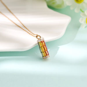 Colgantes de Lujo Personalizados Cristianos de Oro Sólido de 18K con Baño de Rodio, Zafiros Coloridos de Corte Baguette y Diamantes Naturales, Regalo - Product Image 4