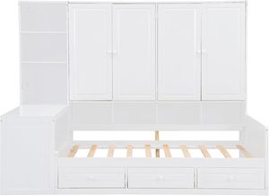 Multifunzionale bianco in legno massello <span class=keywords><strong>letto</strong></span> di combinazione per <span class=keywords><strong>camera</strong></span> <span class=keywords><strong>da</strong></span> <span class=keywords><strong>letto</strong></span> con grande capacità armadio scrivania e cassetto Design - Product Image 6