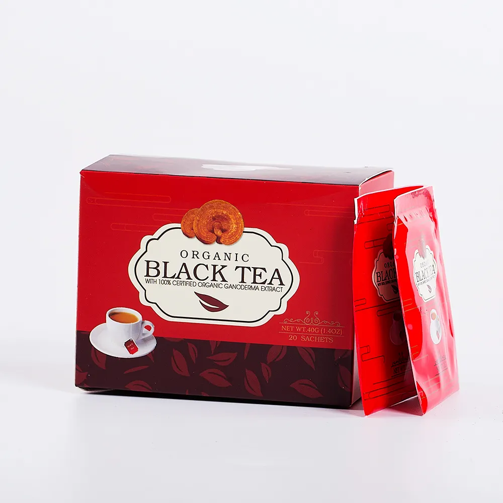 Premium organik siyah çay/anında Reishi çay OEM özel etiket ile güvenilir kalite toptan fiyat