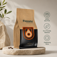 Sachet de café personnalisé biodégradable imprimé en héliogravure - Fond plat, recyclable, doublure en aluminium, valve, pour grains de café, aliments et aliments pour animaux