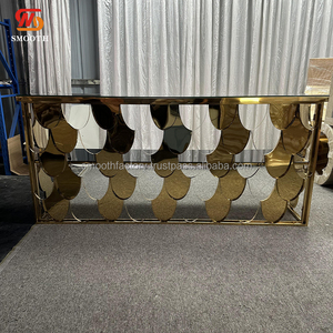 LEDA Wedding Banquet Hall Birthday Party Decor New Arrival Mirror Glass Tabletop <b>Gold</b> Metal Hotel Dinner <b>Table</b> - Product Image 2